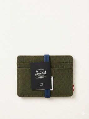 Herschel Supply Company Army Green Wallet/Cardholder with Blue Rubber Band